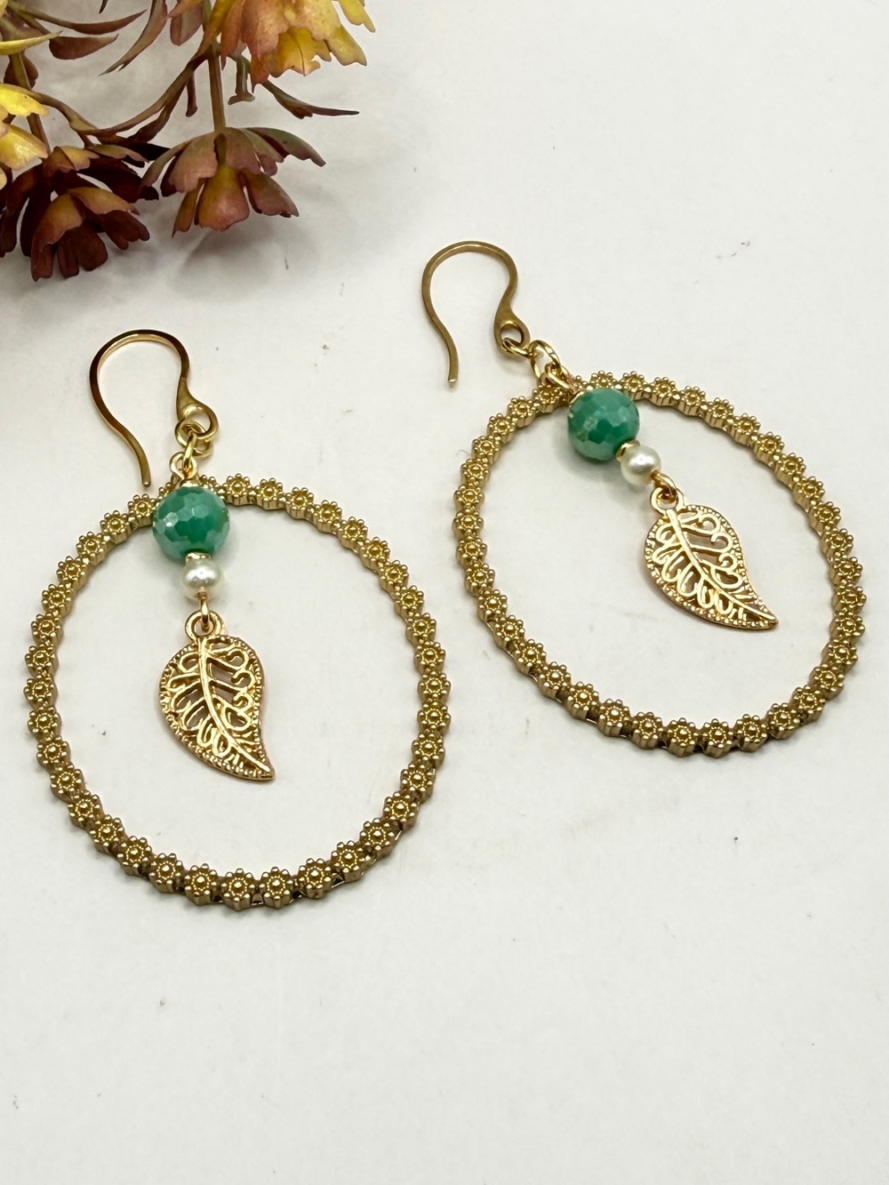 Earring’s Daisy etched Large Hoops Designer Quality